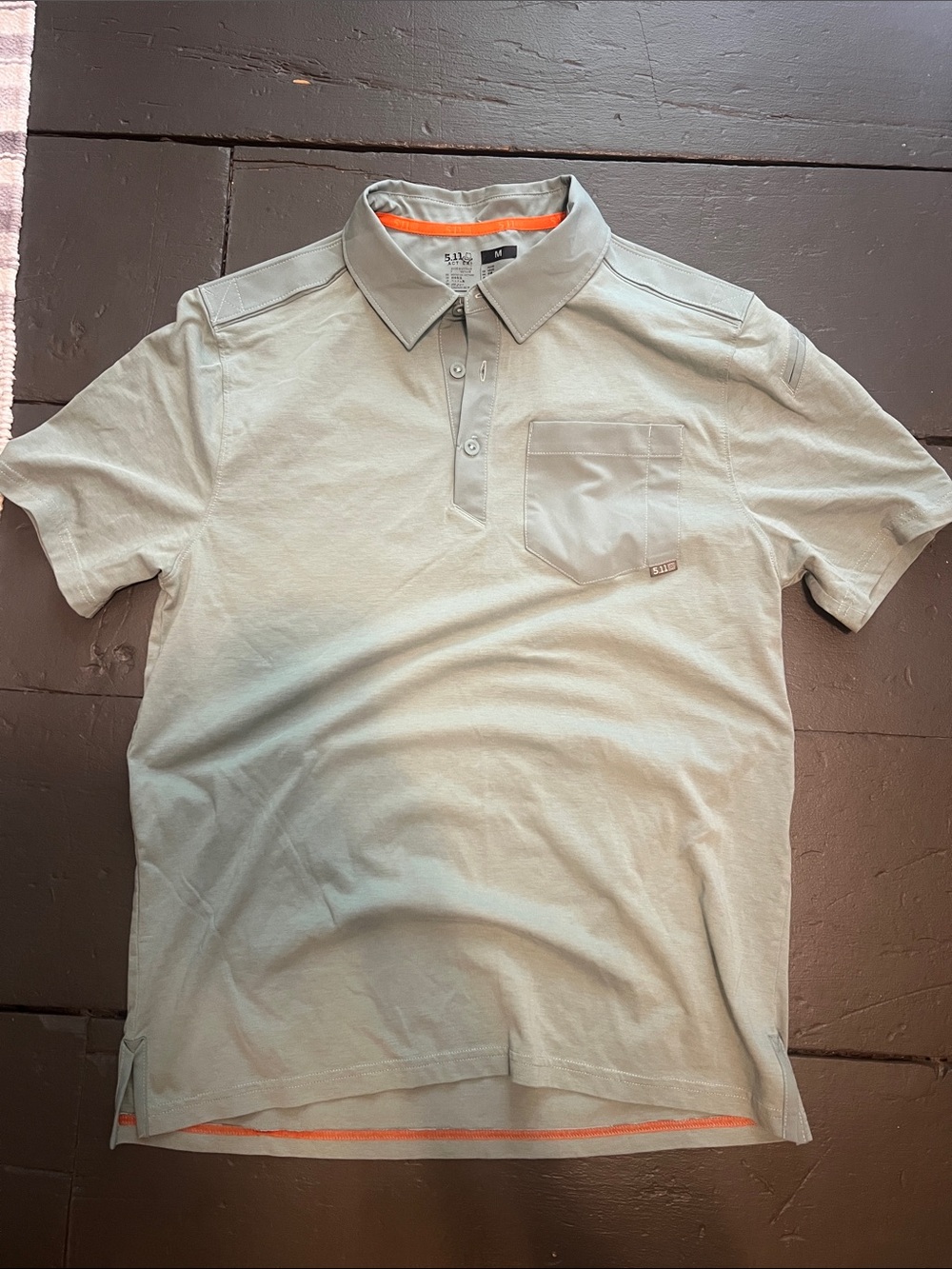 5.11 Tactical Men’s Light Gray Polo with Orange Trim